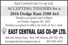 East Central Gas Co-op Ltd.  ACCEPTING TENDERS