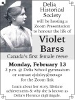 Zoom Presentation to honour the life of Violet Barss