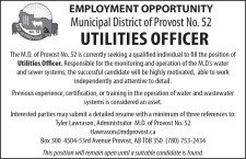 UTILITIES OFFICER EMPLOYMENT OPPORTUNITY
