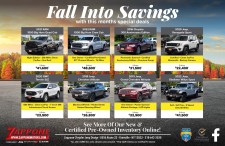 Fall Into Savings with this months special deals at Zappone